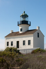 Fototapeta na wymiar Old Point Loma lighthouse near San Diego, California