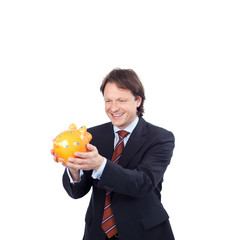 mann mit sparschwein