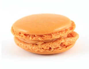 Single french macaron, isolated on white