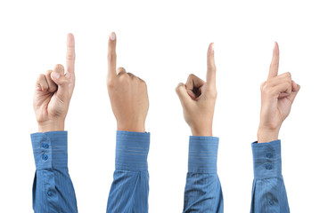 gesture of hand wearing suit pointing