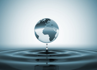 planet earth water drop