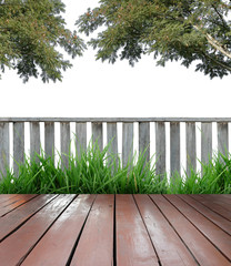 wooden terrace and white background