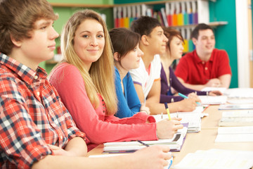 Fototapeta na wymiar Teenage Students Studying In Classroom