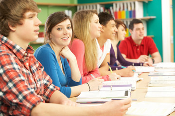Fototapeta na wymiar Teenage Students Studying In Classroom