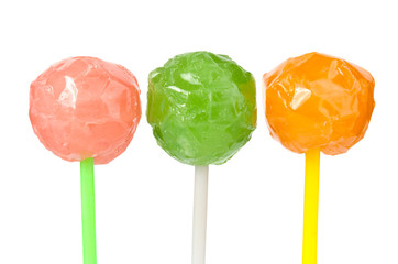 Colored lollipops isolated on white