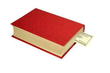 Bank note in one hundred dollars as bookmark