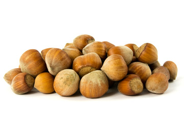 pile of hazelnuts  isolated on white background