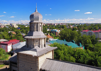 Tomsk wooden kremlin and view on Tomsk, Russia