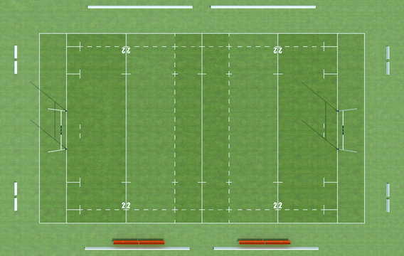 top view of a rugby field