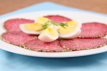 Pepper salami and eggs
