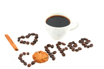 love message written with coffee beans