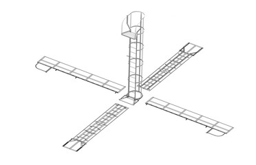 Ladder charts with 3d model on top
