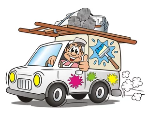 Fotobehang Painterman Service Van © jokatoons