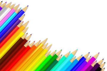 Color pencils with shadow on white background