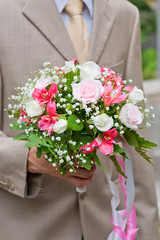 wedding bouquet in hand