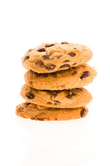 Chocolate Chip Cookies isolated on the white