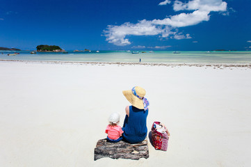 Mother and daughter at beach