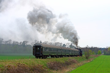 Fototapeta na wymiar Steam retro train