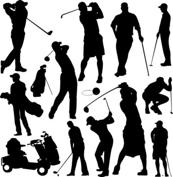 golfers silhouettes collection - vector