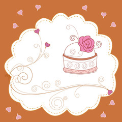 小蛋糕心形背景