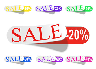 Glossy Retail Sticker Set: Sell And Discount