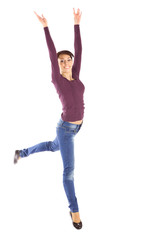 Happy Woman Jumping with Joy
