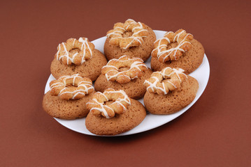 Cookies with glaze on a plate