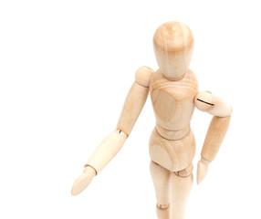 A wooden mannequin