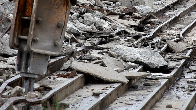 tractor with air-operated hammer break stair