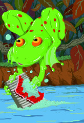 Frog Washes His Swimming Pant