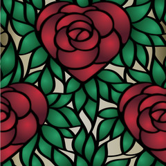 Stainless background with heart-shaped rose