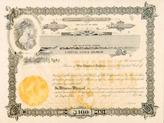 Old Stock Certificate Ohio USA Woman Star Vignette - 29531342