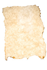 Burned Beige Parchment Paper Isolated on White