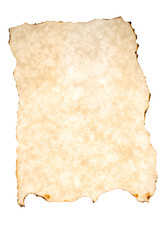Burned Beige Parchment Paper Isolated on White