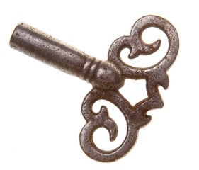 Old Winding Key Isolated on White Background