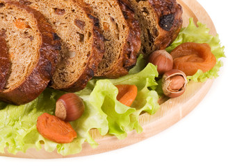 The cut bread isolated on white background