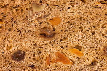 Cut bread with raisin and dried apricots