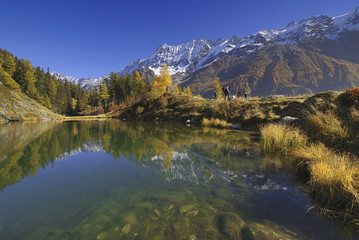 Fototapeta na wymiar Schwarzsee, Seematte, Loetschental, Valais, Szwajcaria, Europa