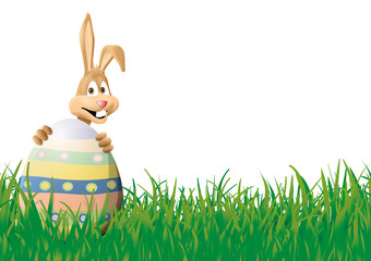 bunny behind egg in the grass 2