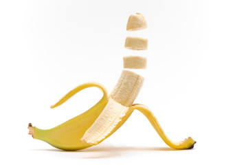 Fliegende Bananenstücke