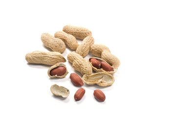 composition of peanuts isolated on white background