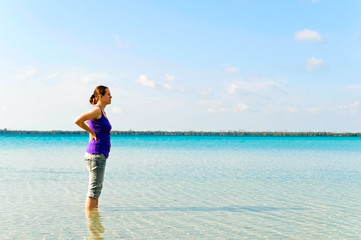 young woman in the sea