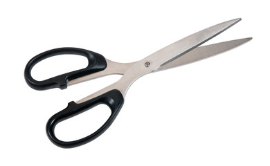 Black scissors isolated on white background