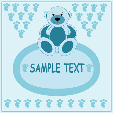 Light blue greeting card with bear