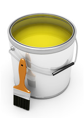 Barattolo di colore e pennello