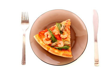 Tasty pizza isoalted on white