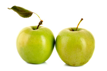Fresh green tasty apple isolated on white