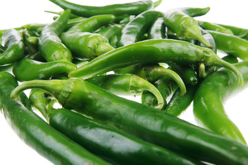bunch of spicy green hot chili peppers