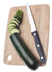 Sliced Zucchini on a Wooden Chopping Block