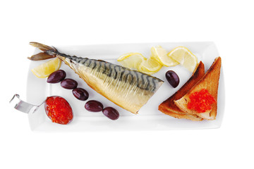 smoked fish served on plate